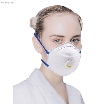Atemschutzgerät in Cup-Form FFP2 mit ventilblauen Stirnbändern